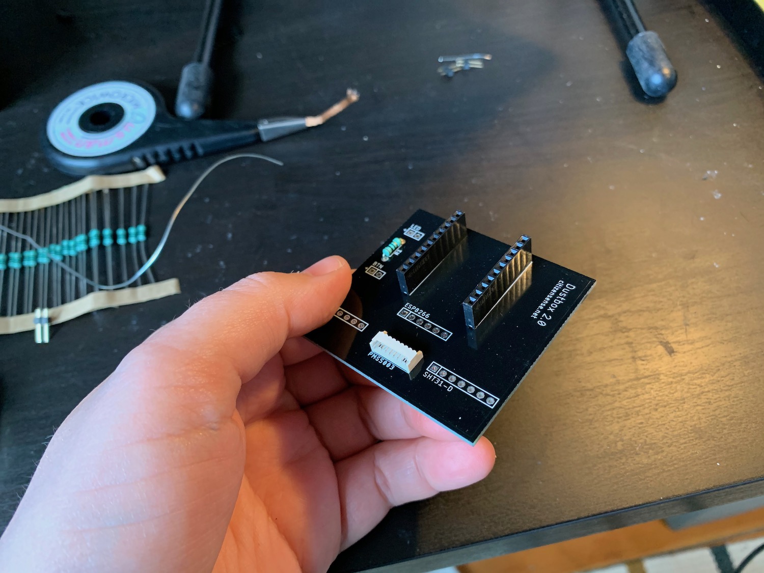 The PCB with header sockets attached for the breakout boards