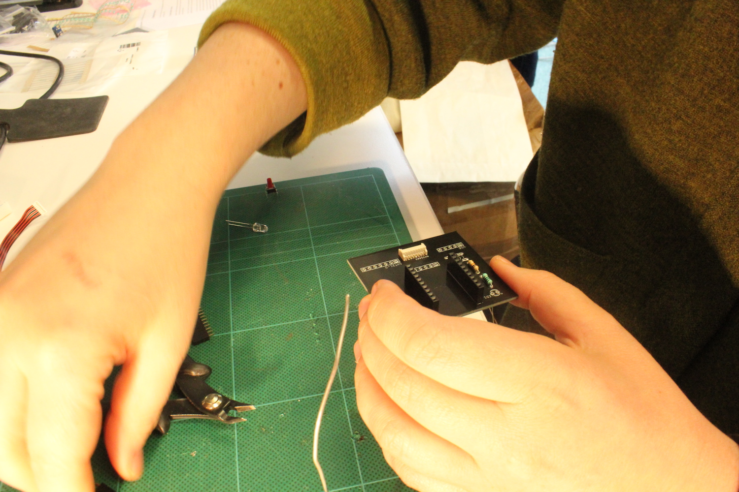 The PCB with header sockets attached for the breakout boards