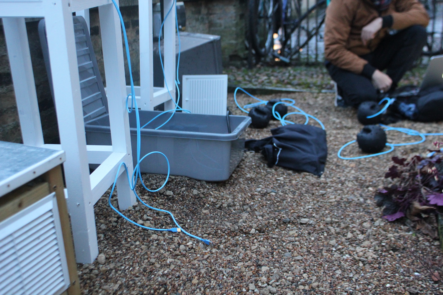 Dustboxes installed at calibration site checking firmware version